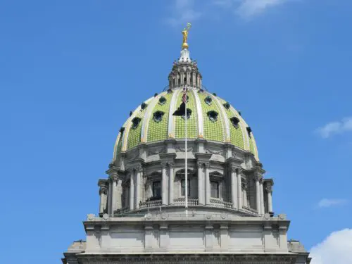 The dome of the Pennsylvania Capitol in Harrisburg.
