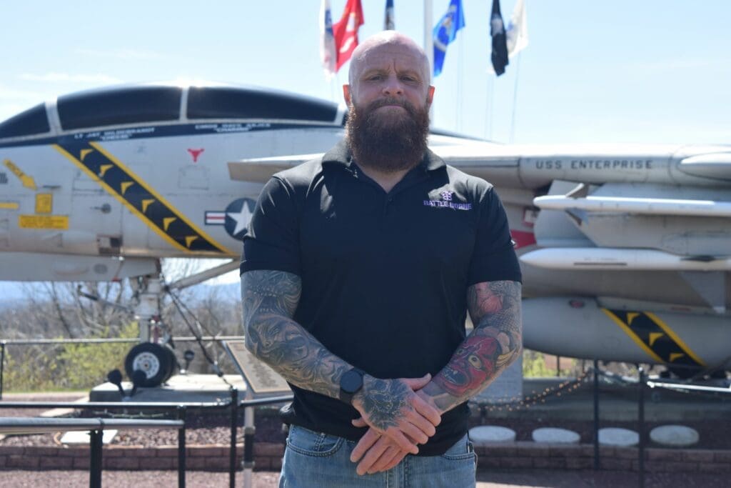 Chris Yarnell, a veteran and the founder of the nonprofit Battle Borne, at the VFW Post 7293 in Whitehall on April 8, 2024.