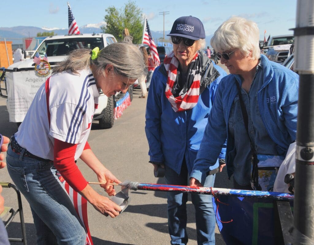 Monica Tranel, left, at the Memorial Day parade in Corvallis, Montana on May 27, 2024. (Credit: Richard Manning) 